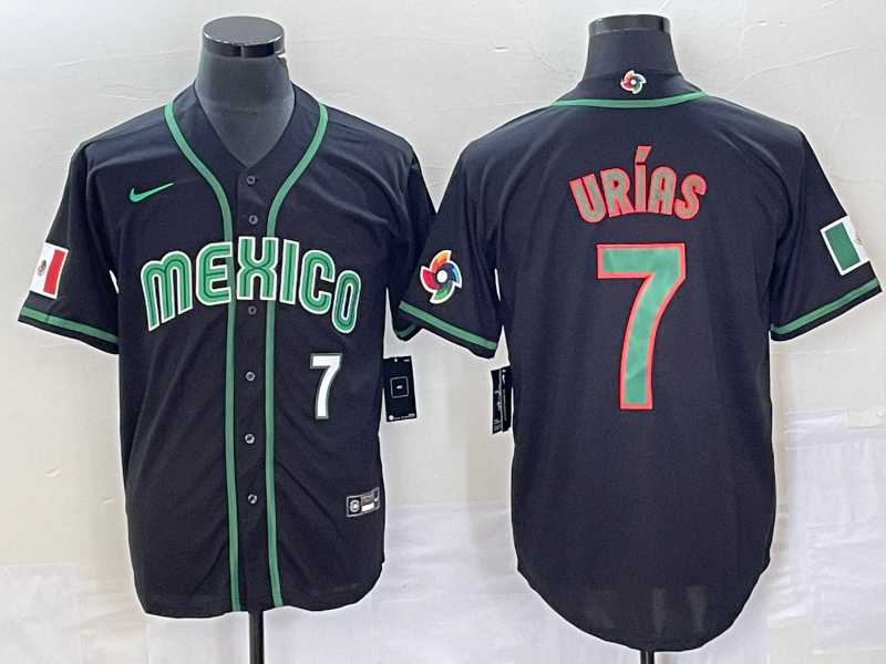Men%27s Mexico Baseball #7 Julio Urias Number 2023 Black World Classic Stitched Jersey3